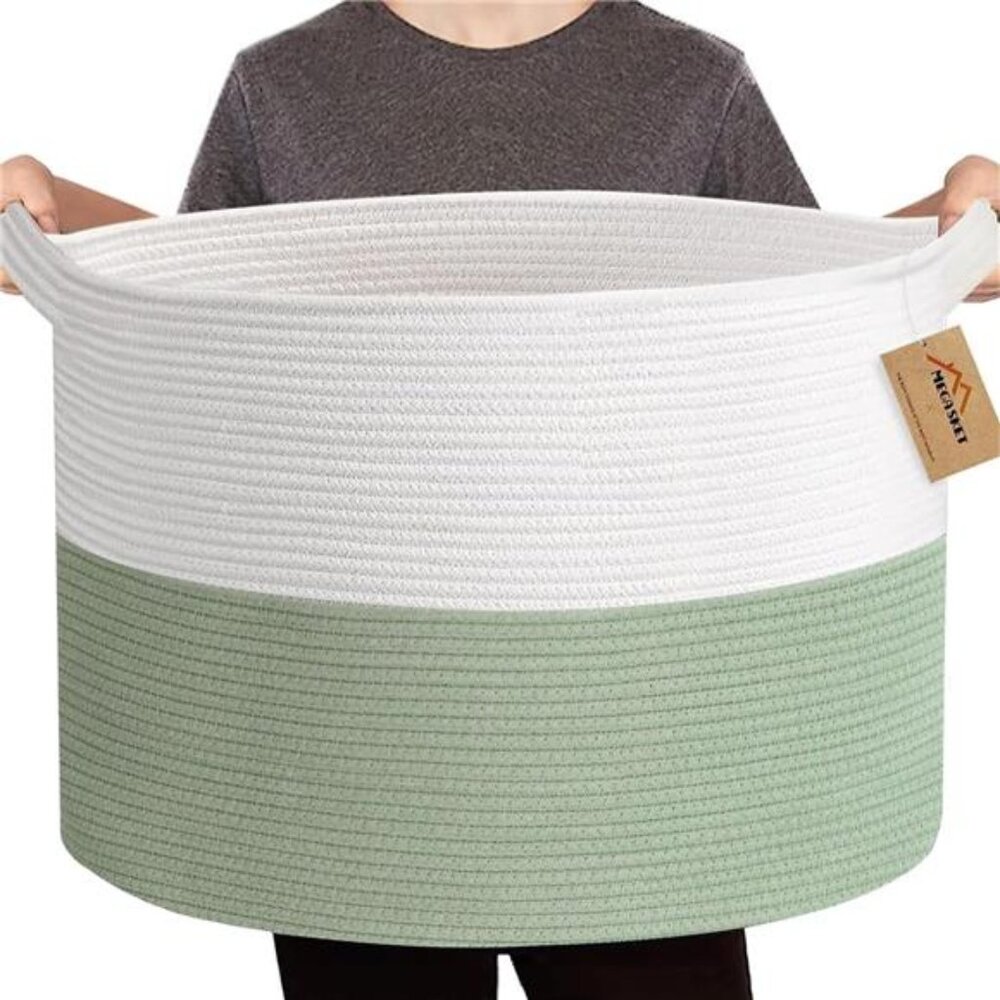 Extra Large Blanket Basket, 22" X 22" X 14" Kids Dog Toy Storage Bin Box